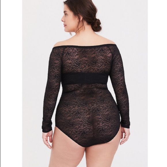BLACK LACE OFF SHOULDER BODYSUIT - Picture 4 of 7